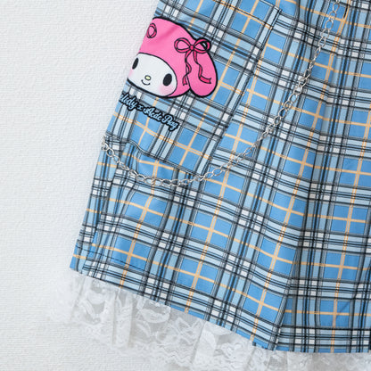 ACDC RAG x サンリオ マイメロディ チェーン付き プリーツミニスカート BLUE