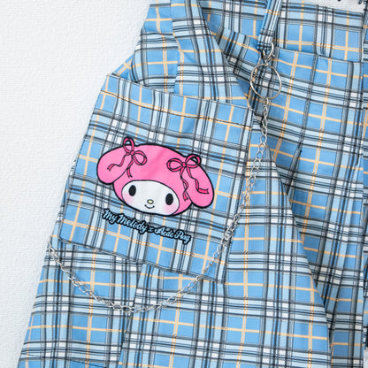 ACDC RAG x サンリオ マイメロディ チェーン付き プリーツミニスカート BLUE