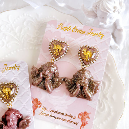 Purple Cream 2wayハートメルティエンジェルピアス P1295