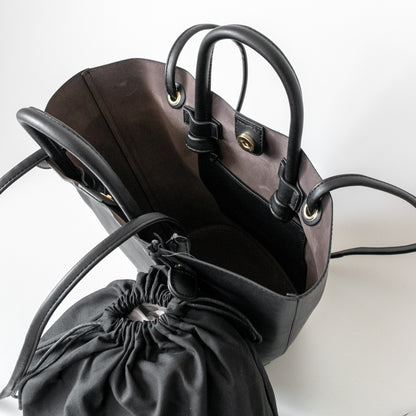シンプル 巾着付 2WAY トートバッグ [バルゴ] BLACK