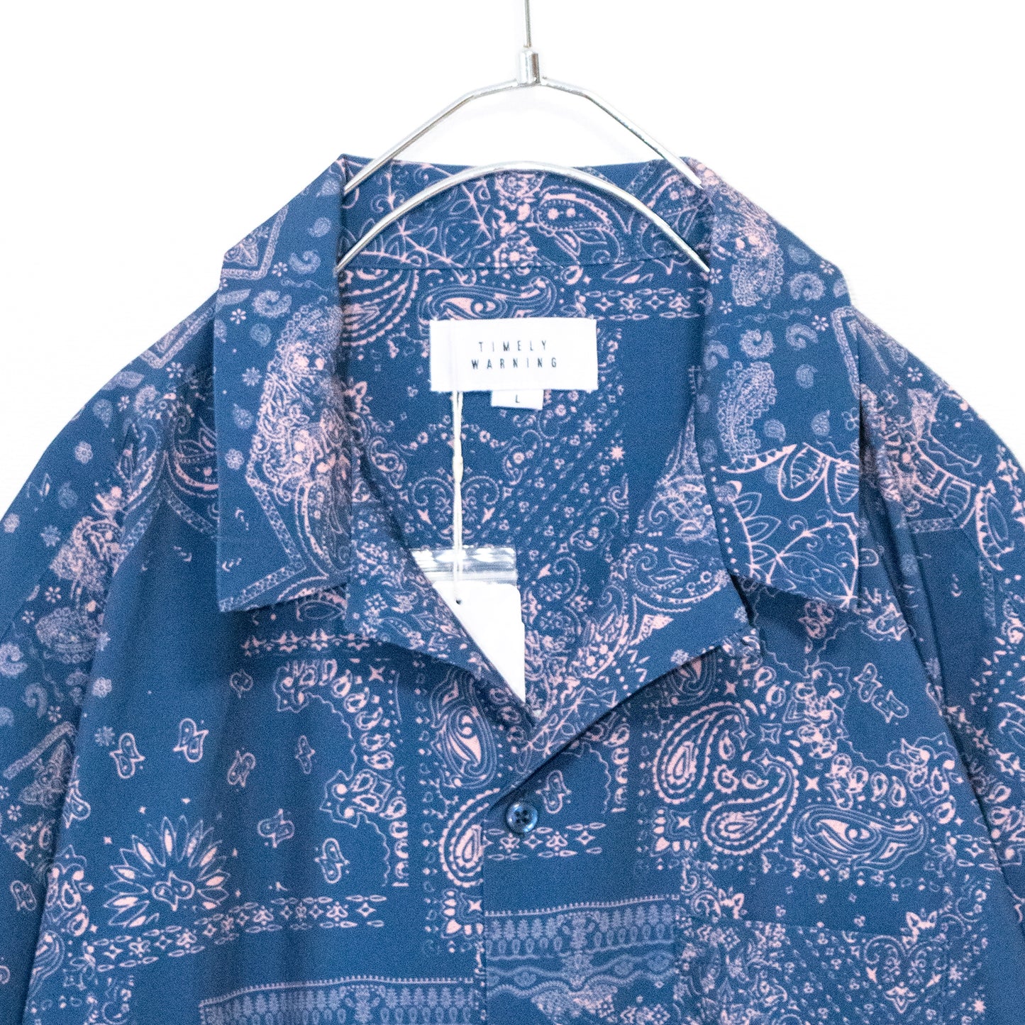 All-over print drop shoulder open collar shirt Bandana Blue