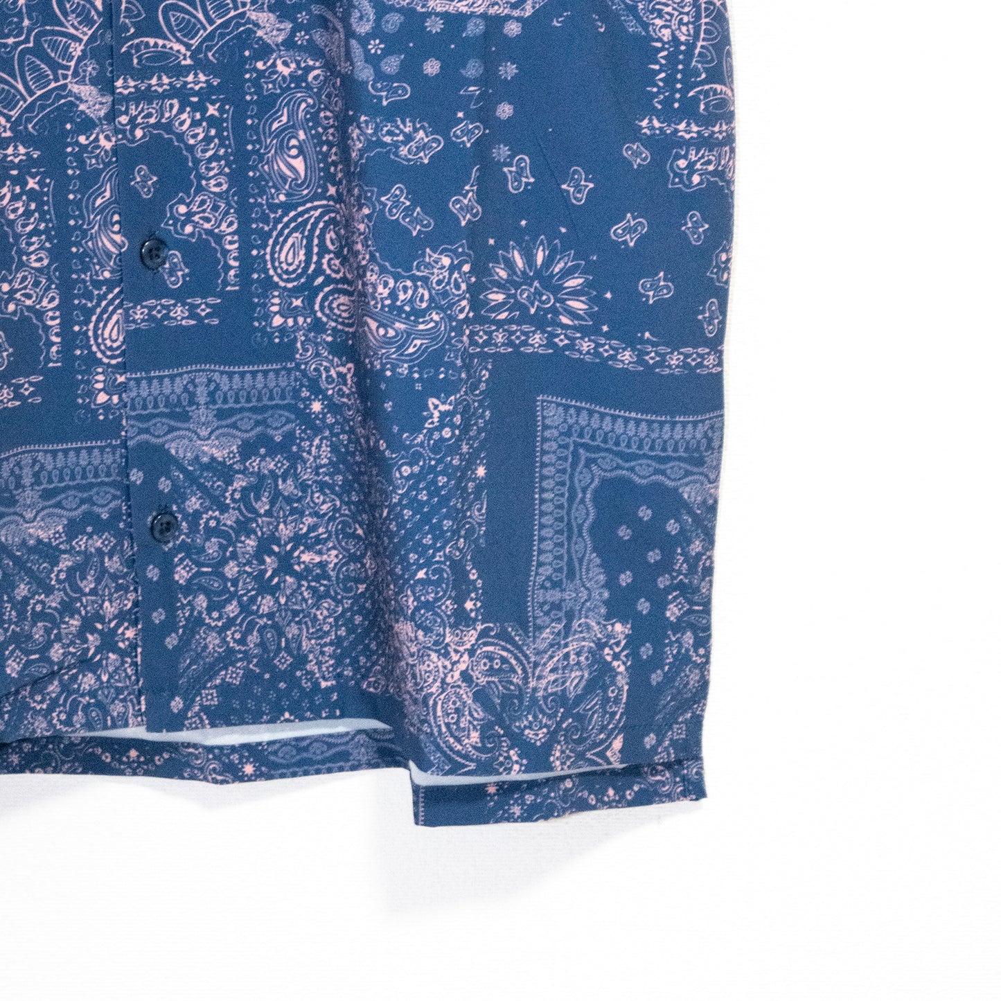 All-over print drop shoulder open collar shirt Bandana Blue