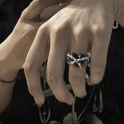 有刺鉄線 ハート リング BLACK MP_S