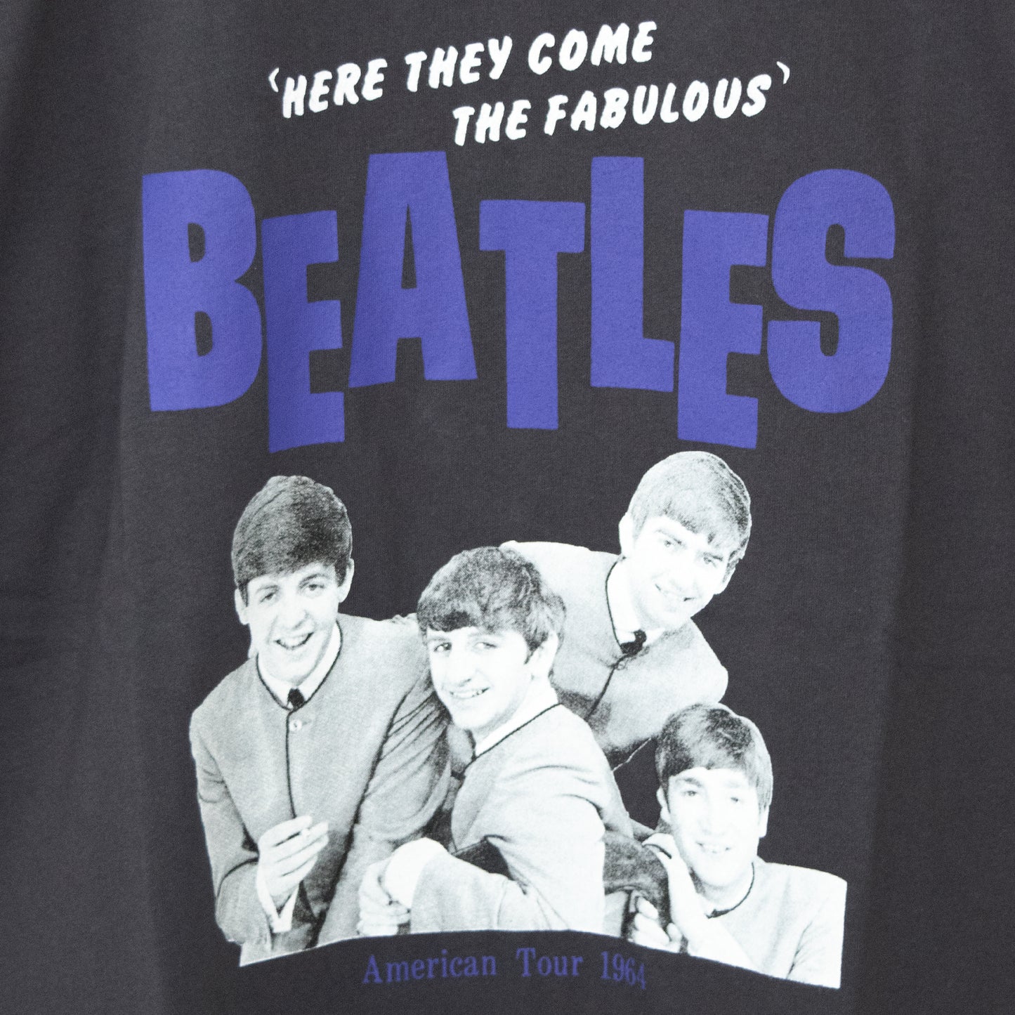 THE BEATLES Tour Print Short Sleeve T-Shirt CHARCOAL