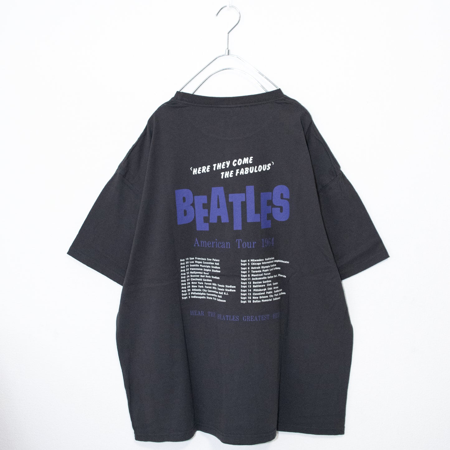 THE BEATLES Tour Print Short Sleeve T-Shirt CHARCOAL