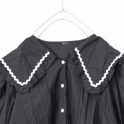 BIG COLLARED LONG SLEEVE SHIRT BLACK