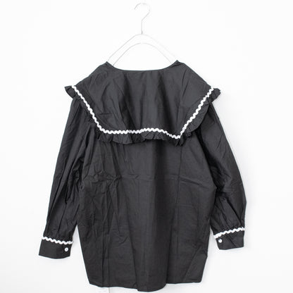 BIG COLLARED LONG SLEEVE SHIRT BLACK