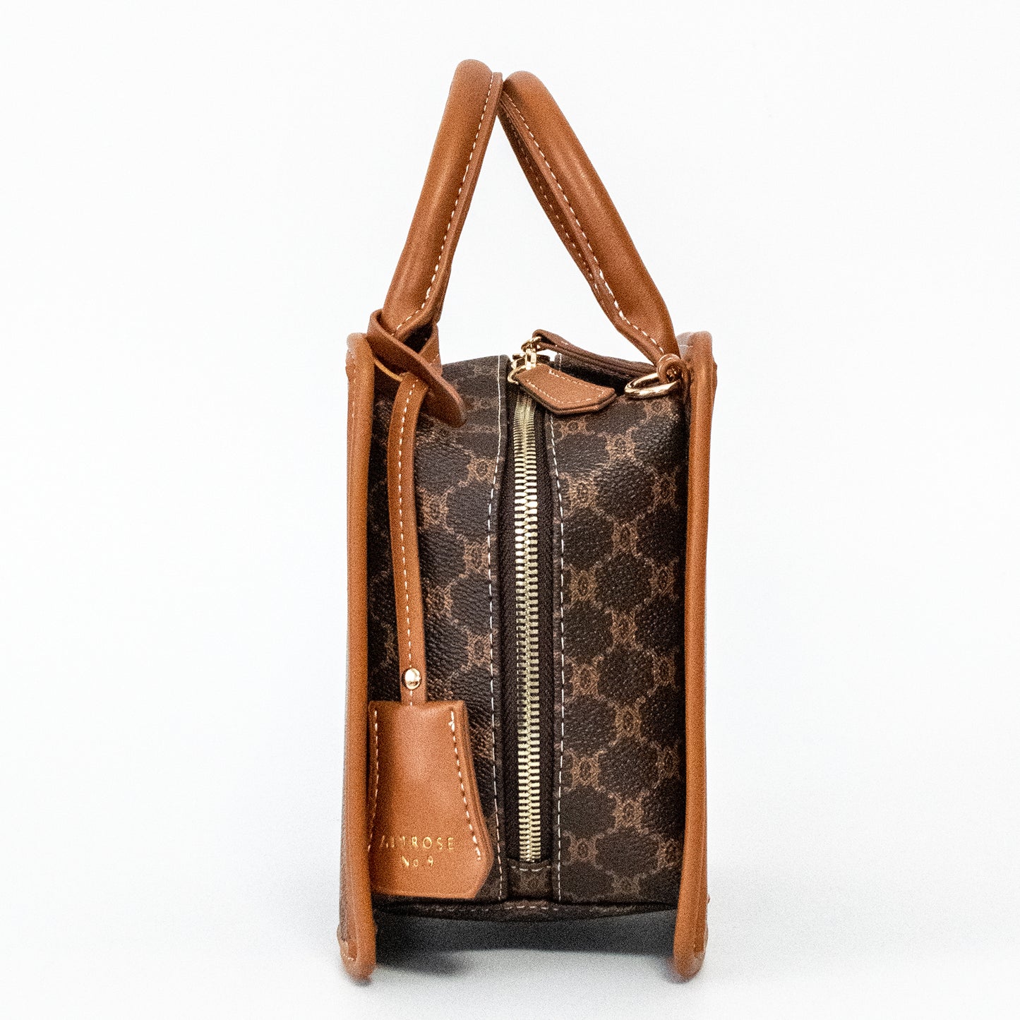 All-over print square mini Boston bag [Russet] Brown