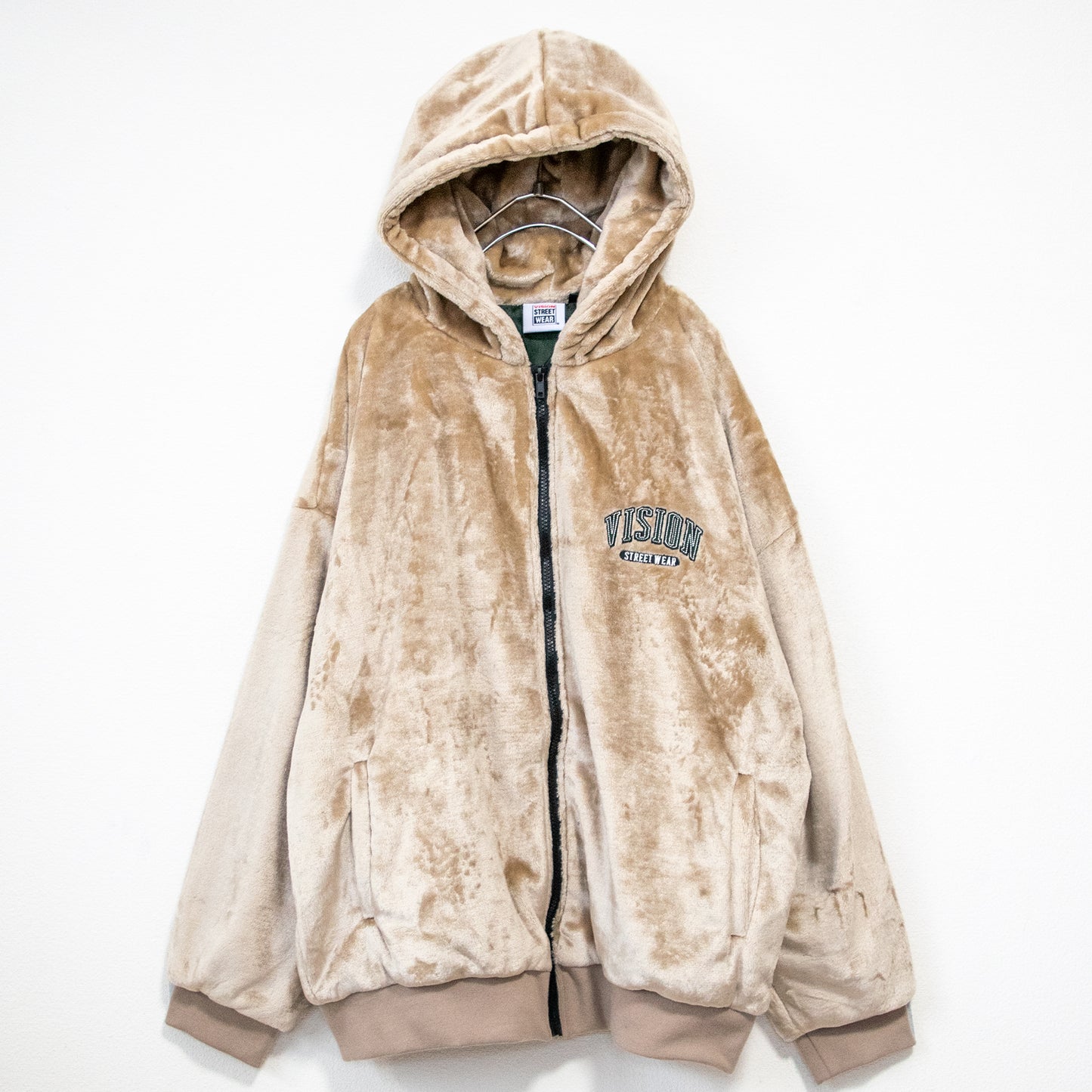 VISION STREET WEAR Patch Fur Blouson Jacket Beige