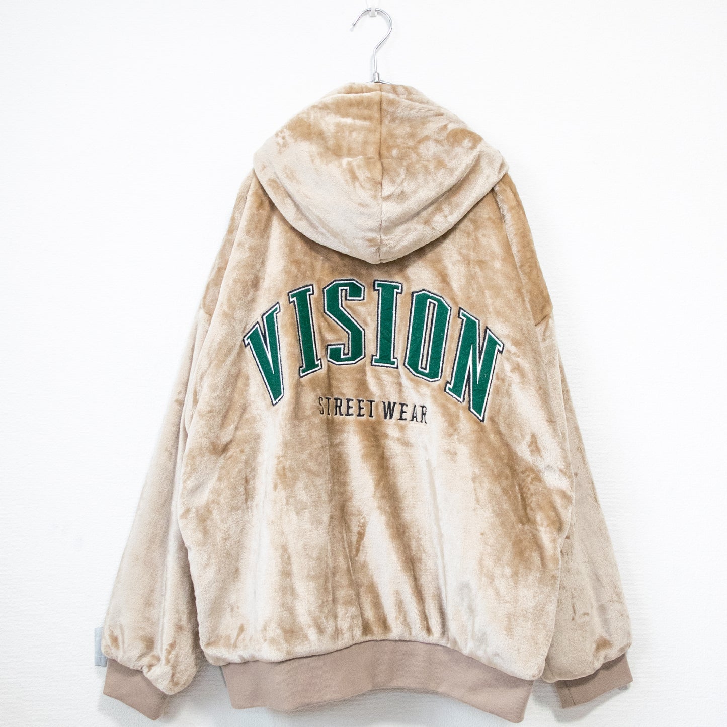 VISION STREET WEAR Patch Fur Blouson Jacket Beige