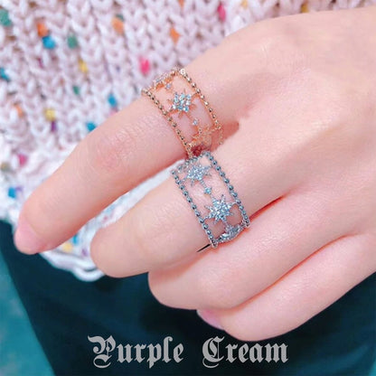 Purple Cream ワイドキラキラストーンリング P406