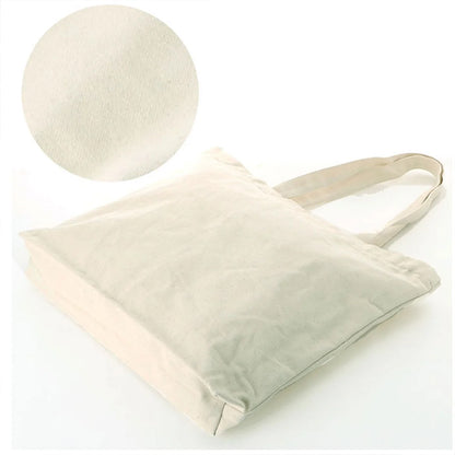 無地 キャンバストートバッグ  ジッパー付き IVORY