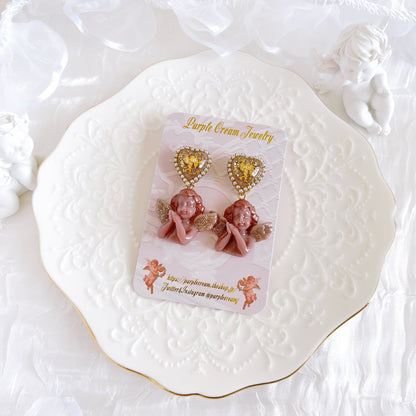 Purple Cream 2wayハートメルティエンジェルピアス P1295