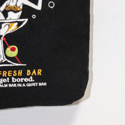 Cocktail Embroidered Tote Bag CHARCOAL