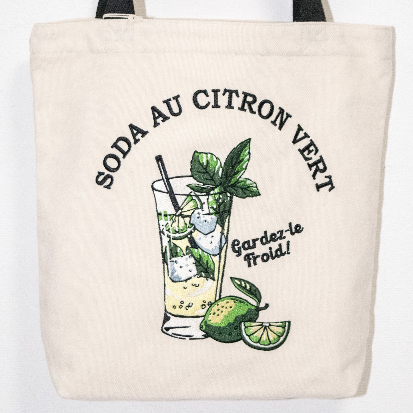 Cocktail Embroidered Tote Bag WHITE