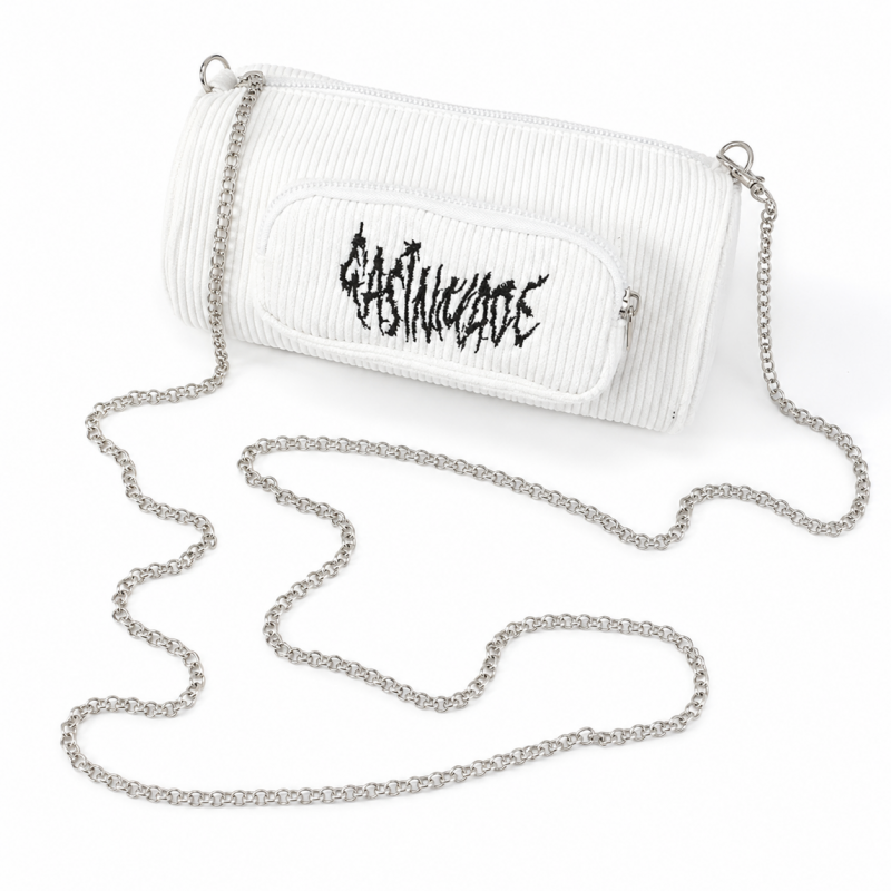 ロゴxチェーン コーデュロイミニバッグ WHITE