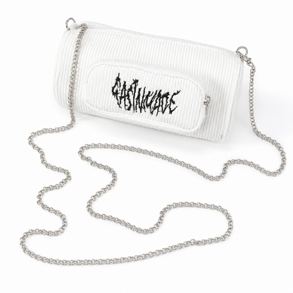 ロゴxチェーン コーデュロイミニバッグ WHITE