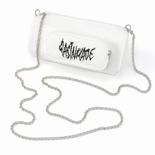 ロゴxチェーン コーデュロイミニバッグ WHITE