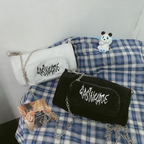ロゴxチェーン コーデュロイミニバッグ WHITE