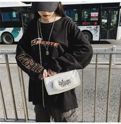 ロゴxチェーン コーデュロイミニバッグ WHITE