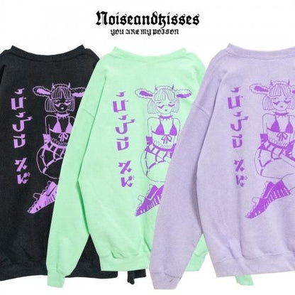 TRACY x NOIKISU ガーターガール Sweatshirt BLACK