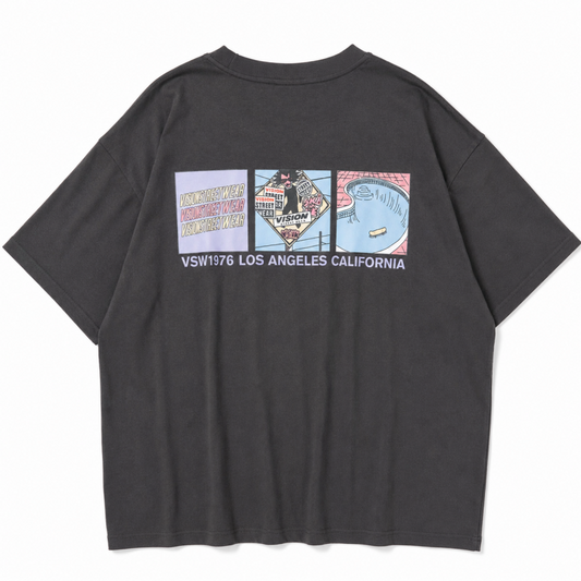 VISION STREET WEAR 3コマイラスト オーバーサイズ Tシャツ BLACK