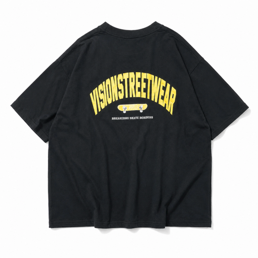 VISION STREET WEAR サテンワッペン 半袖Tシャツ BLACK