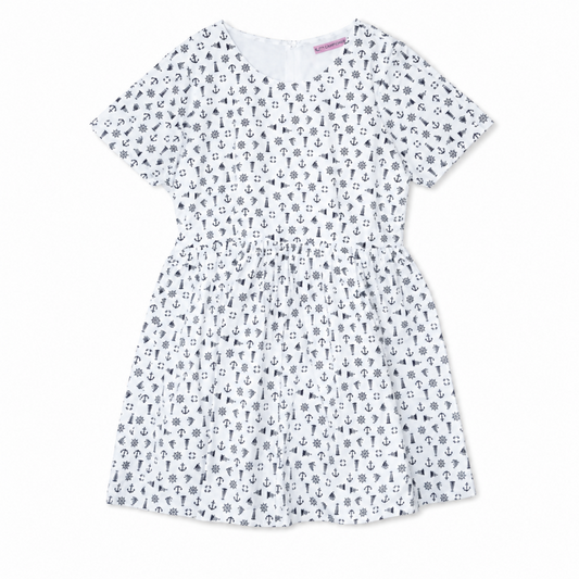 Glitters For Dinner Anchor Baby Doll ワンピース マリン柄ワンピース WHITE