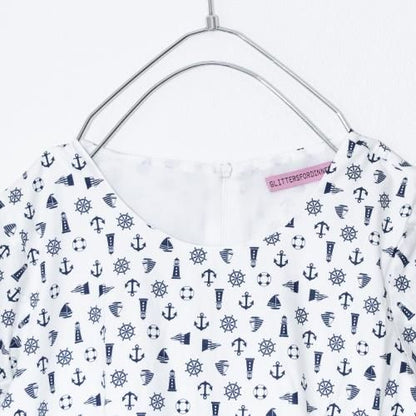 Glitters For Dinner Anchor Baby Doll ワンピース マリン柄ワンピース WHITE