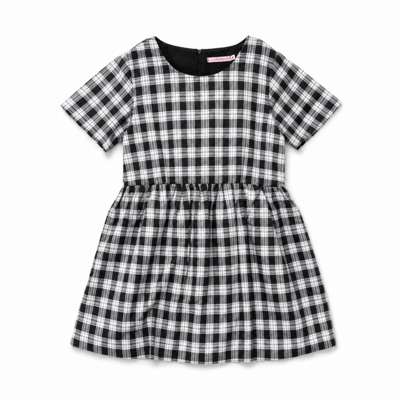 Glitters For Dinner Black & Grey Tartan Baby Doll ワンピース タータンチェック ワンピース BLACK
