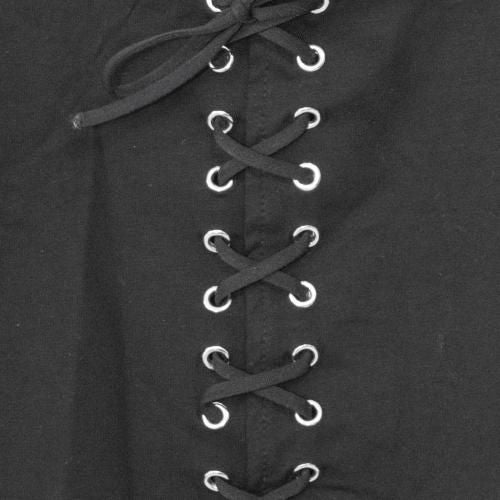 レースアップデザイン 半袖Tシャツ BLACK