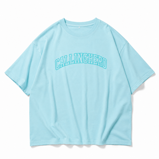 カレッジロゴプリント 半袖Tシャツ Mint Blue