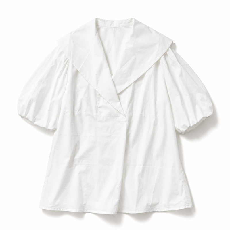 Brown&Street バックフラップ半袖シャツ WHITE