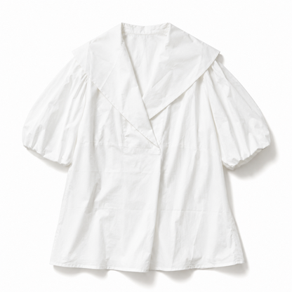 Brown&Street バックフラップ半袖シャツ WHITE