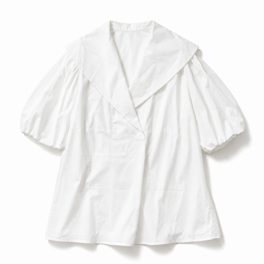 Brown&Street バックフラップ半袖シャツ WHITE