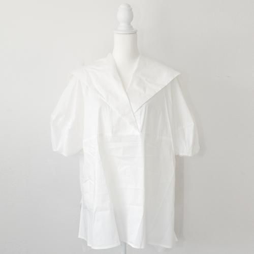 Brown&Street バックフラップ半袖シャツ WHITE