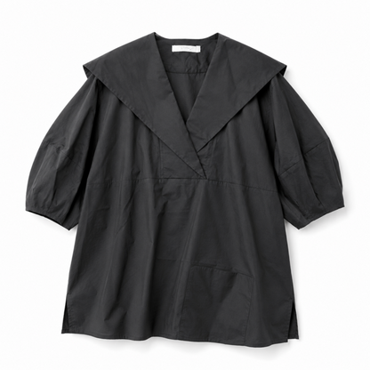 Brown&Street バックフラップ半袖シャツ BLACK