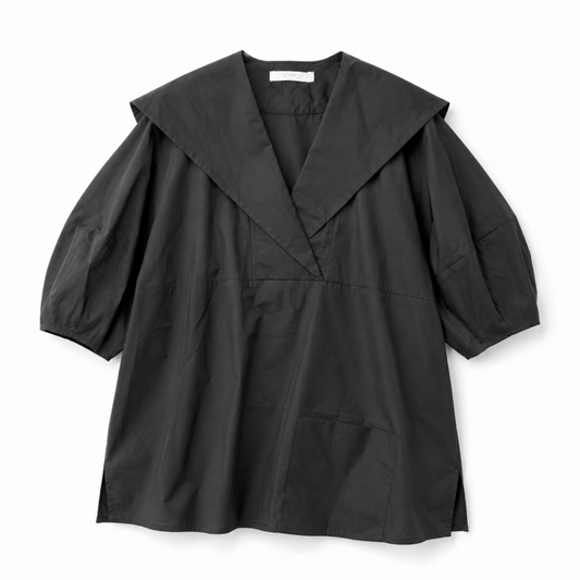Brown&Street バックフラップ半袖シャツ BLACK