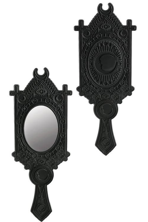 Restyle Fortune Teller Mirror with Crescent and zodiac signs BLACK