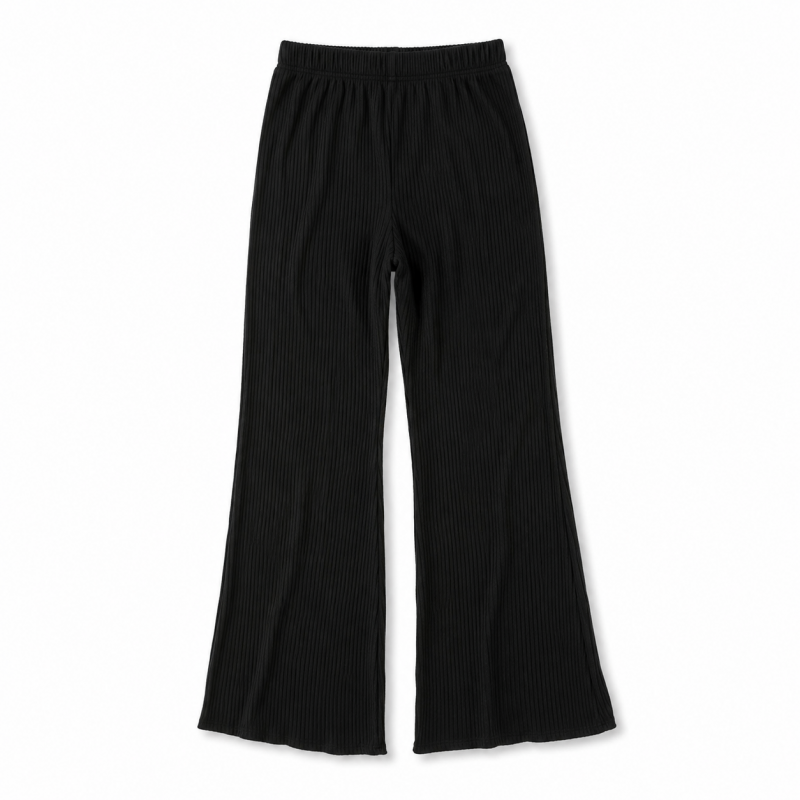 ダブルフェイス ミニプリーツ セミフレアパンツ30163 BLACK