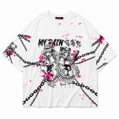 SUNCITY DOLL x ACDC RAG Sweet My Pain ヒュージTシャツ WHITE