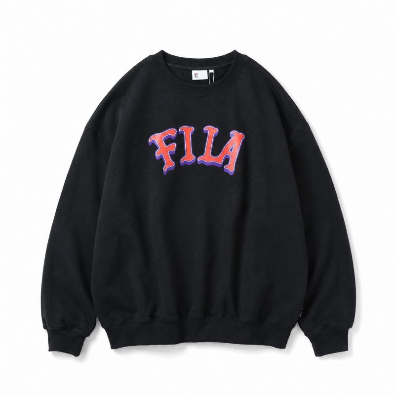 FILA EXCLUSIVE FS3077 クルーネック スウェットシャツ BLACK