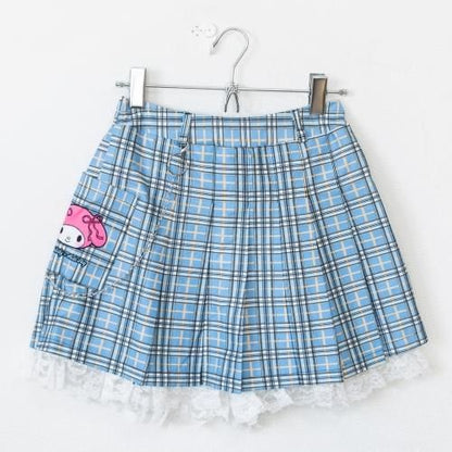 ACDC RAG x サンリオ マイメロディ チェーン付き プリーツミニスカート BLUE
