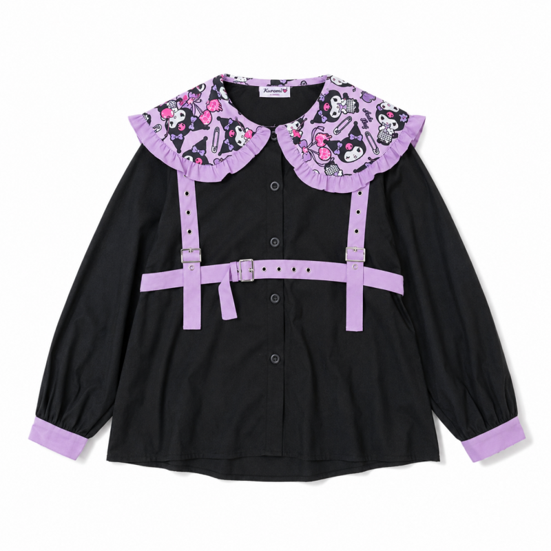 ACDC RAG x サンリオ クロミ 総柄 ハーネス付き 長袖ブラウス BLACK