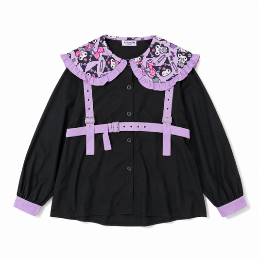ACDC RAG x サンリオ クロミ 総柄 ハーネス付き 長袖ブラウス BLACK