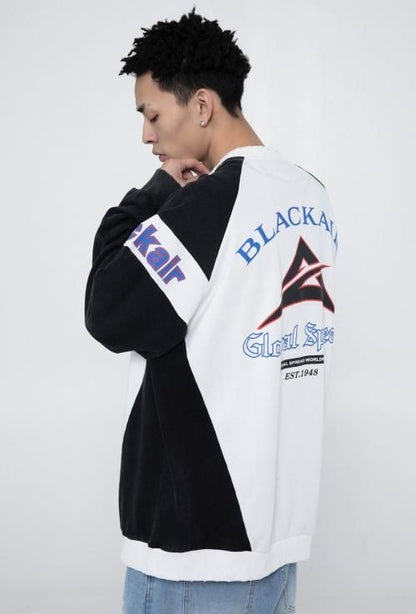 MADE EXTREME BLACK AIR バイカラースポーティ ダメージデザイン ロンT Black/White