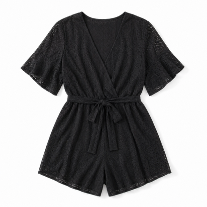 総レース オールインワン ロンパース BLACK
