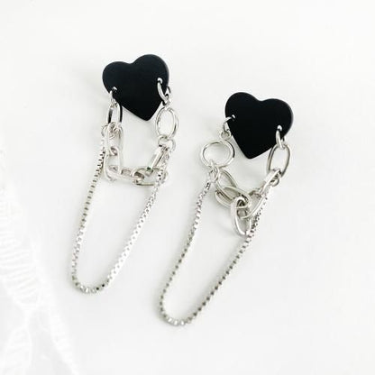 フラットハートチェーン ピアス
