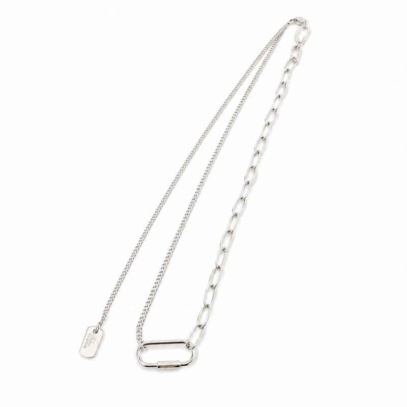 ミニドッグタグ アシメチェーン ネックレス SILVER