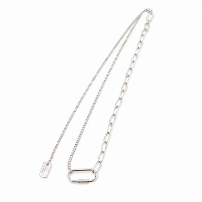 ミニドッグタグ アシメチェーン ネックレス SILVER